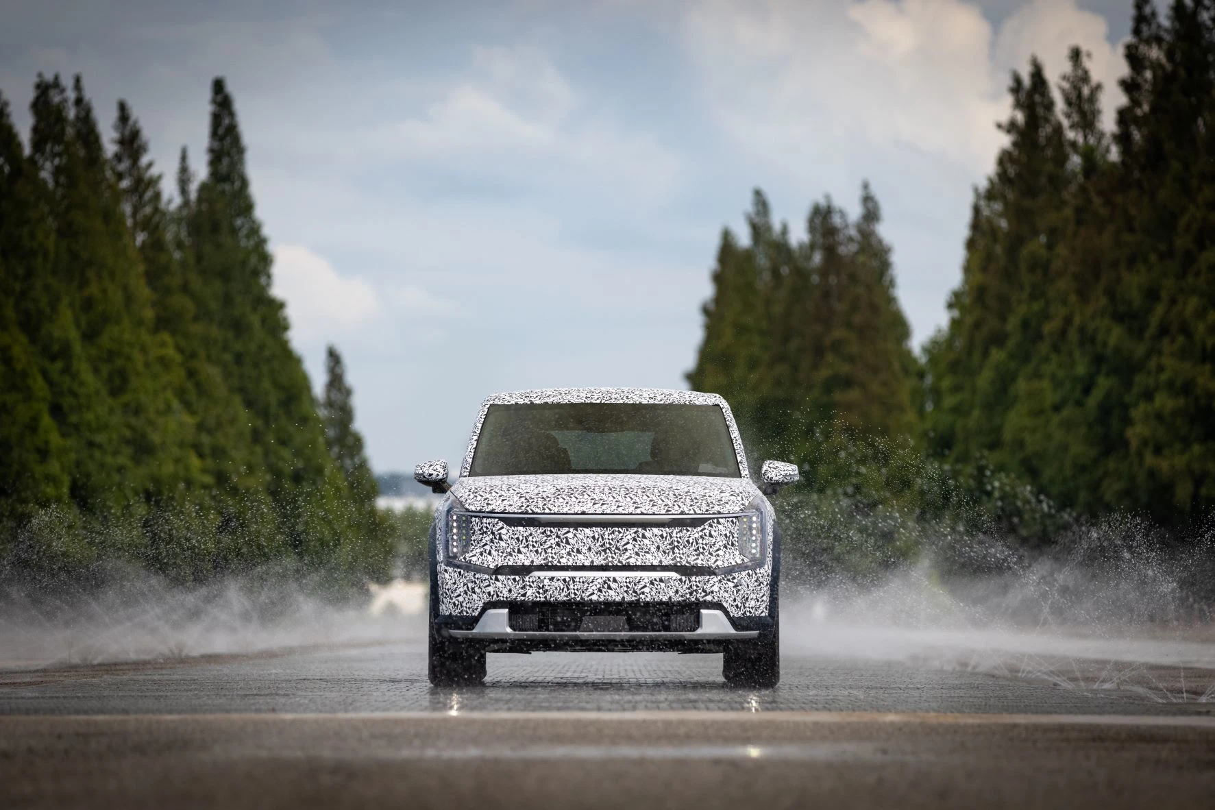 Kia EV9 Undergoing Low Friction Test