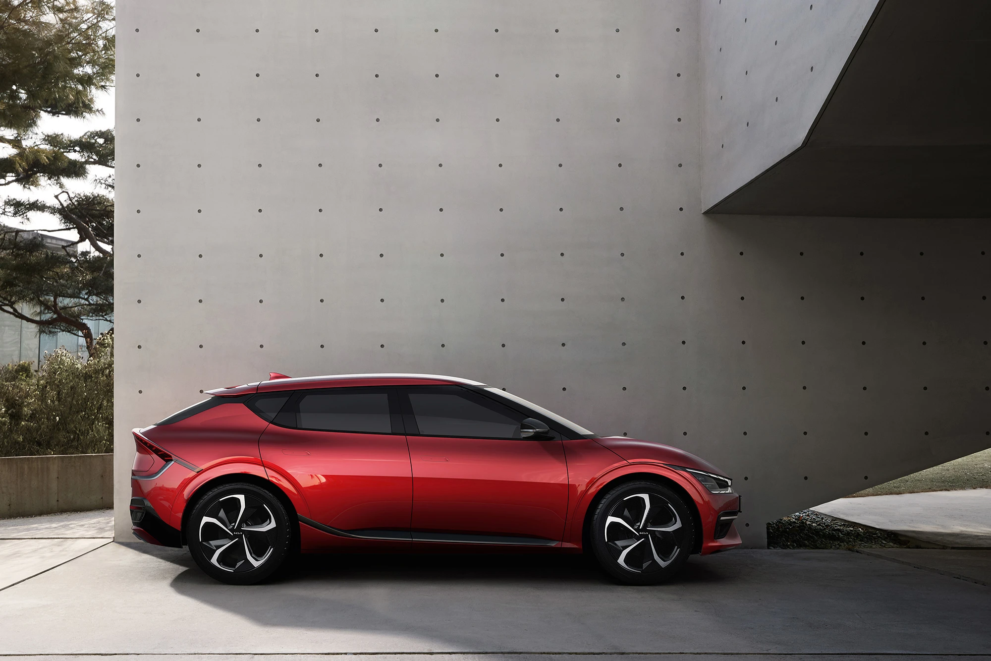 Kia EV6 Red Parked Sideview